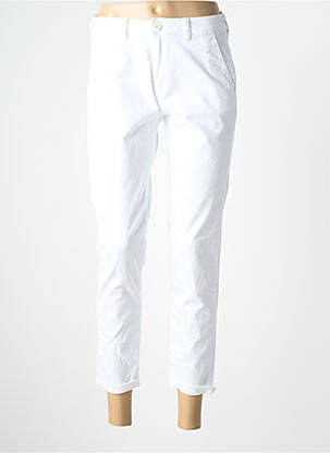 Pantalon 7/8 închidere cu fermoar sub clapetă cu nasturi alb LE TEMPS DES CERISES femme