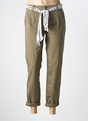 Pantalon 7/8 închidere cu fermoar sub clapetă cu nasturi verde LE TEMPS DES CERISES femeie