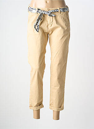 Pantalon 7/8 închidere cu fermoar sub clapetă cu nasturi bej LE TEMPS DES CERISES femeie