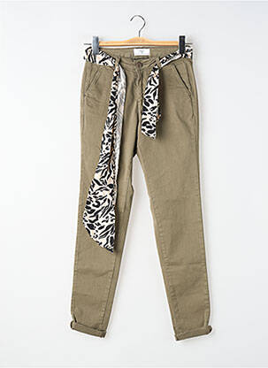 Pantalon slim buzunare verde LE TEMPS DES CERISES femeie