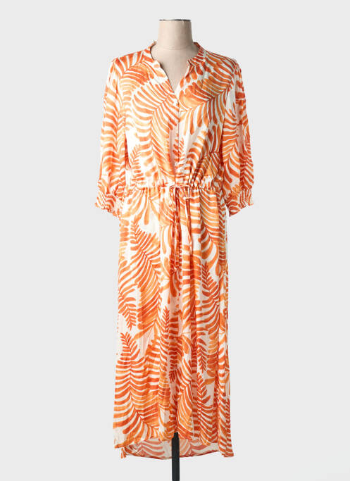 Rochie lungă imprimeu fantezie mâneci 3/4 portocaliu SOYACONCEPT femme