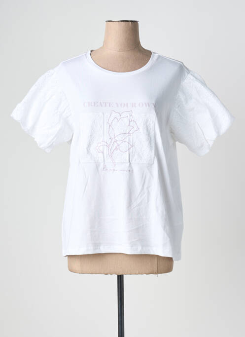 Tricou croială dreaptă mâneci scurte alb TIFFOSI femme