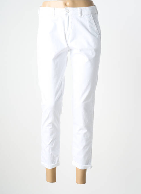 Pantalon 7/8 închidere cu fermoar sub clapetă cu nasturi alb LE TEMPS DES CERISES femme
