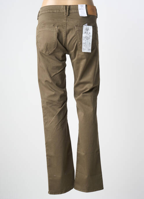 Pantalon drept închidere cu fermoar sub clapetă cu nasturi verde LE TEMPS DES CERISES femme