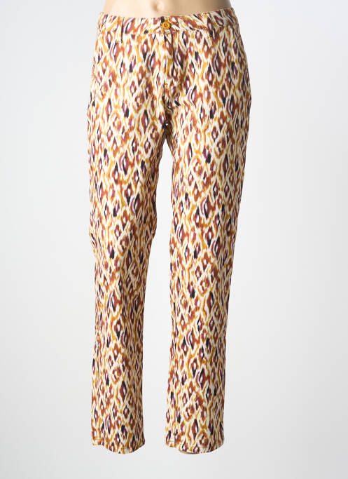 Pantalon drept închidere cu fermoar sub clapetă cu nasturi maro LE TEMPS DES CERISES femme