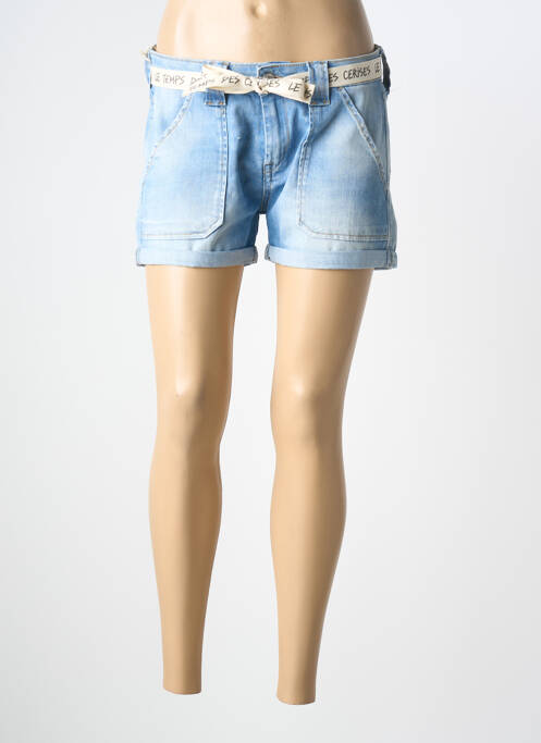 Șort țesătură denim albastru LE TEMPS DES CERISES femme
