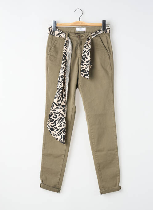 Pantalon slim buzunare verde LE TEMPS DES CERISES femme