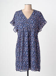 Rochie scurtă croială fluidă mâneci scurte albastru LE TEMPS DES CERISES femme