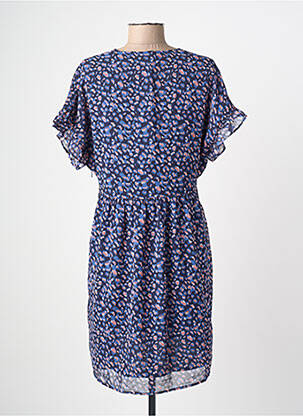 Rochie scurtă croială fluidă mâneci scurte albastru LE TEMPS DES CERISES femeie