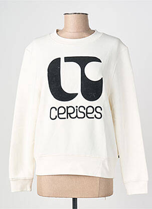 Hanorac serigrafie mâneci lungi alb LE TEMPS DES CERISES femme