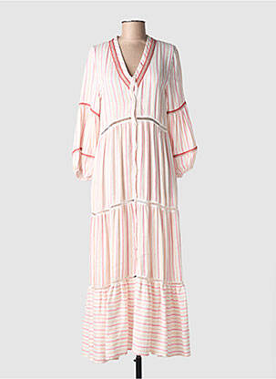 Rochie lungă croială evazată mâneci 3/4 roz PHO FIRENZE femme