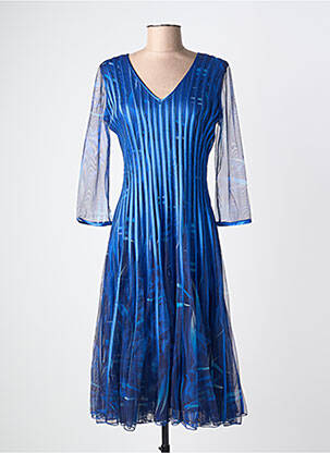 Rochie midi mâneci 3/4 mâneci 3/4 albastru PROMULIAS femeie