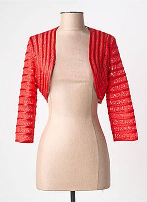 Bolero efect material satinat roșu PROMULIAS femme