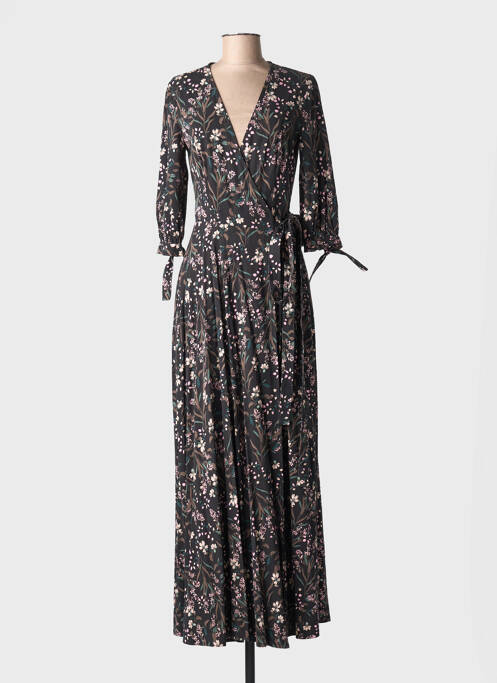 Rochie lungă imprimeu floral mâneci 3/4 negru ISABEL GARCIA femme