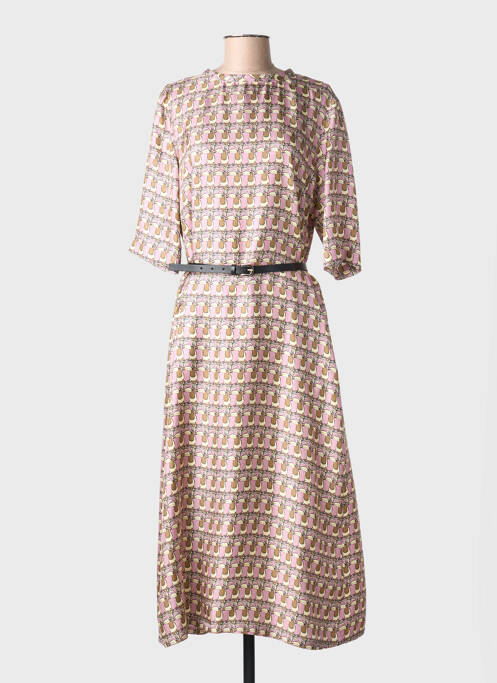 Rochie lungă imprimeu fantezie mâneci 3/4 violet MAXMARA femme