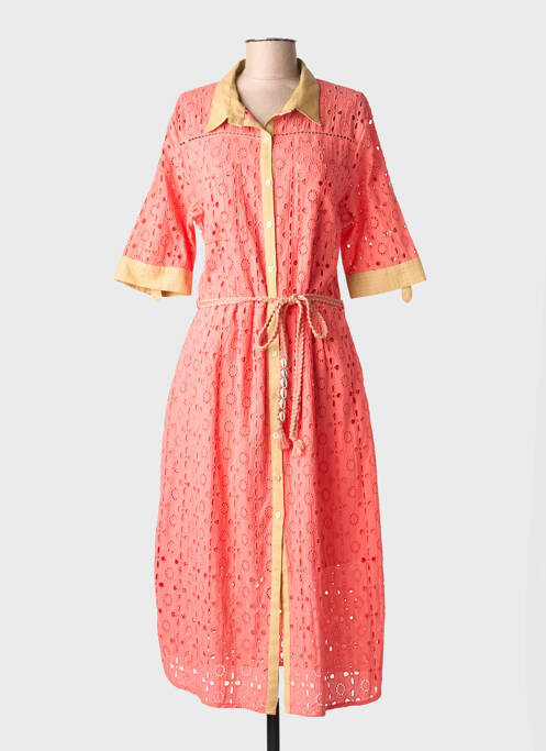 Rochie lungă mâneci scurte mâneci scurte roz FUEGO WOMAN femme