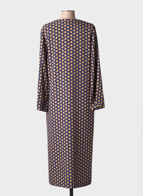 Rochie midi imprimeu fantezie mâneci lungi albastru TOUPY femme