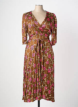 Rochie lungă mâneci lungi mâneci lungi maro TARA JARMON femme