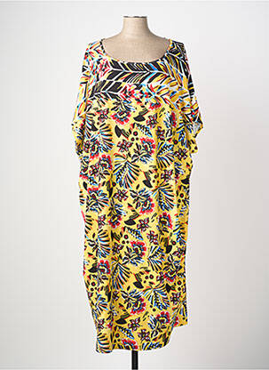 Rochie lungă imprimeu fantezie mâneci scurte galben MARINA RINALDI femme