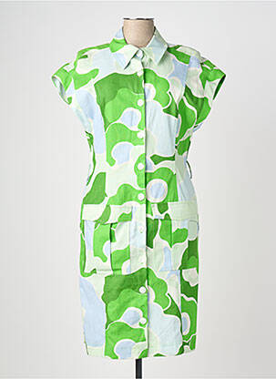 Rochie midi imprimeu fantezie mâneci scurte verde TARA JARMON femme