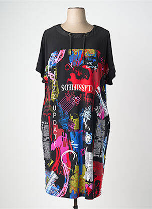 Rochie midi imprimeu fantezie mâneci scurte negru JOSEPH RIBKOFF femeie