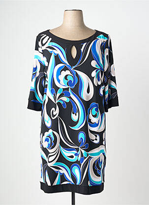 Rochie midi imprimeu fantezie mâneci lungi albastru JOSEPH RIBKOFF femme