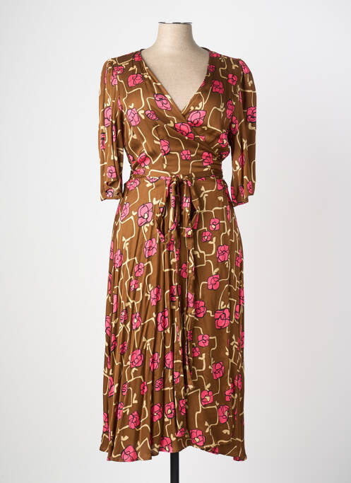 Rochie lungă mâneci lungi mâneci lungi maro TARA JARMON femme