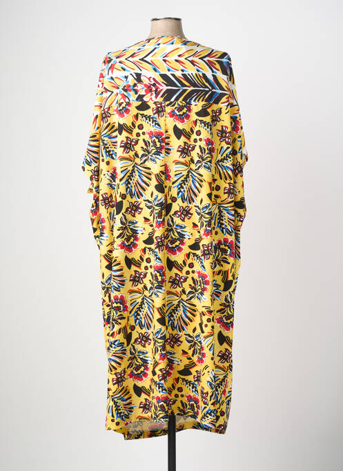 Rochie lungă imprimeu fantezie mâneci scurte galben MARINA RINALDI femme