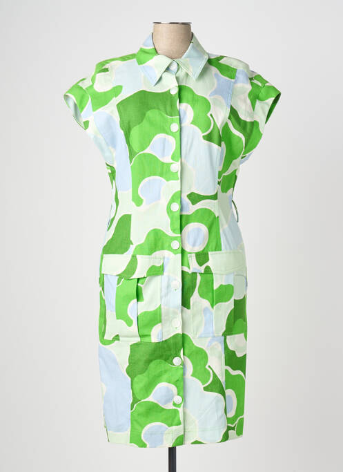 Rochie midi imprimeu fantezie mâneci scurte verde TARA JARMON femme