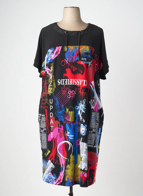 Rochie midi imprimeu fantezie mâneci scurte negru JOSEPH RIBKOFF femme