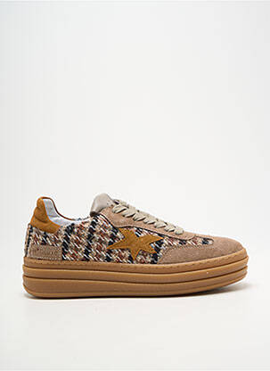 Adidași țesătură satinată toc de 4 la 6 cm maro MELINE femeie