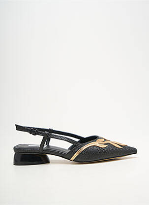 Sandale/pantofi decupați țesătură satinată toc plat până la 3 cm negru JEANNOT femme