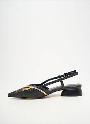 Sandale/pantofi decupați țesătură satinată toc plat până la 3 cm negru JEANNOT femeie