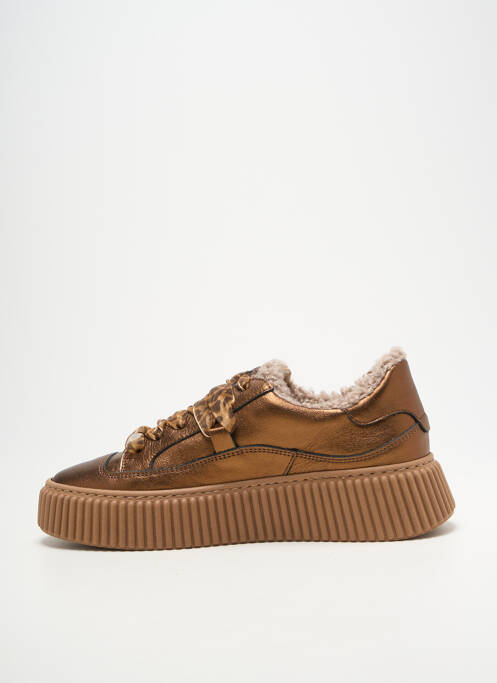 Adidași țesătură satinată toc de 4 la 6 cm maro MELINE femme