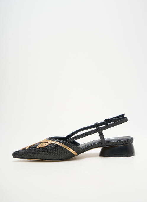 Sandale/pantofi decupați țesătură satinată toc plat până la 3 cm negru JEANNOT femme