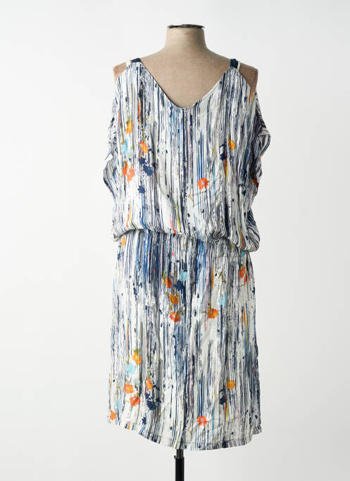 Rochie midi imprimeu fantezie mâneci scurte albastru ZELI femme