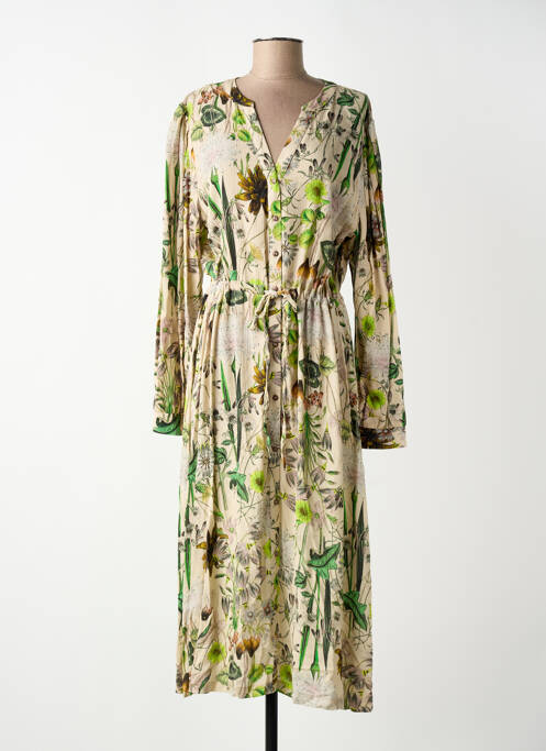 Rochie lungă imprimeu fantezie mâneci lungi bej GEISHA femme