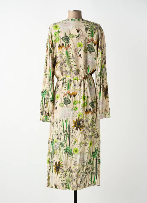 Rochie lungă imprimeu fantezie mâneci lungi bej GEISHA femme