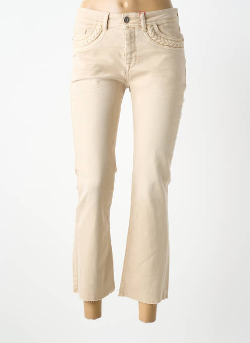 Pantalon 7/8 închidere cu fermoar sub clapetă cu nasturi bej STREET ONE femme
