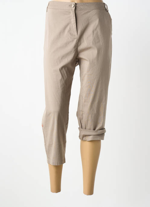 Pantalon 7/8 închidere cu fermoar sub clapetă cu nasturi bej AGATHE & LOUISE femme