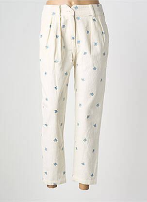 Pantalon 7/8 închidere cu fermoar sub clapetă cu nasturi alb CHICOSOLEIL femme