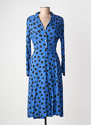 Rochie midi imprimeu fantezie mâneci lungi albastru LEON & HARPER femeie