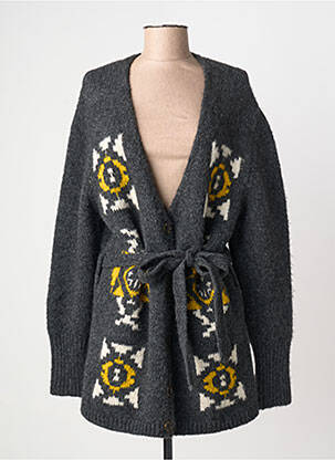 Vestă cu mâneci lungi guler în v gri LEON & HARPER homme