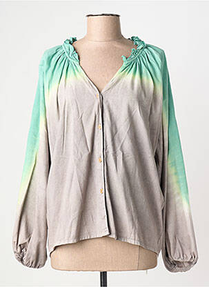 Cămașă imprimeu fantezie mâneci lungi verde DROLATIC femme