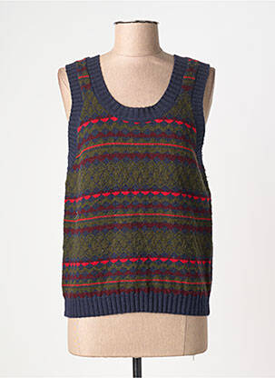 Pulover guler în v fără mâneci albastru LEON & HARPER femme