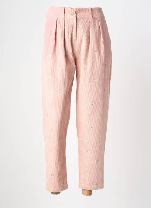 Pantalon 7/8 închidere cu fermoar sub clapetă cu nasturi roz CHICOSOLEIL femme