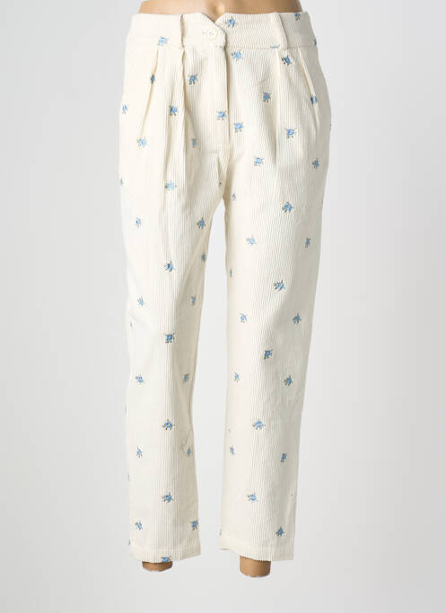 Pantalon 7/8 închidere cu fermoar sub clapetă cu nasturi alb CHICOSOLEIL femme