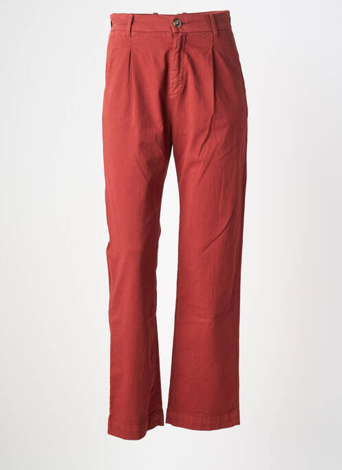 Pantalon drept închidere cu fermoar sub clapetă cu nasturi maro LEON & HARPER femme