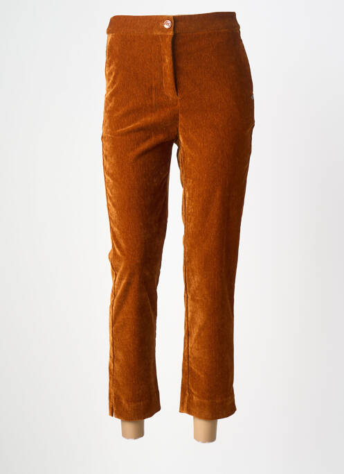 Pantalon 7/8 închidere cu fermoar sub clapetă cu nasturi maro SURKANA femme