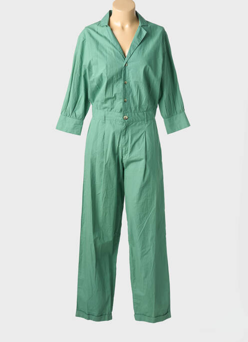 Salopetă-pantalon închidere cu nasturi pe față mâneci lungi verde LEON & HARPER femme